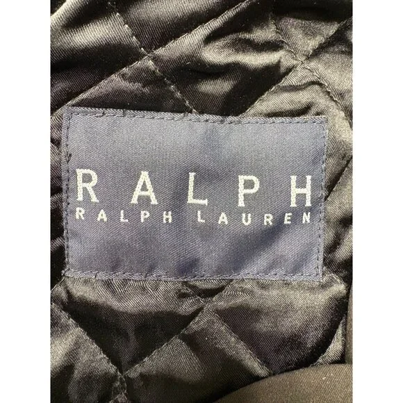 Vtg Ralph Lauren Trench Coat 44 Wool Bld Black Double-Breasted Belt Lined Men's - Picture 11 of 12